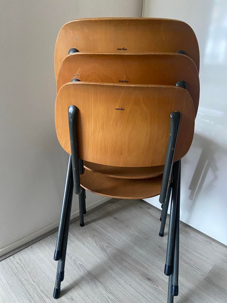 Set van 3 Vintage Marko Schoolstoelen - Stapelbaar, Ophalen