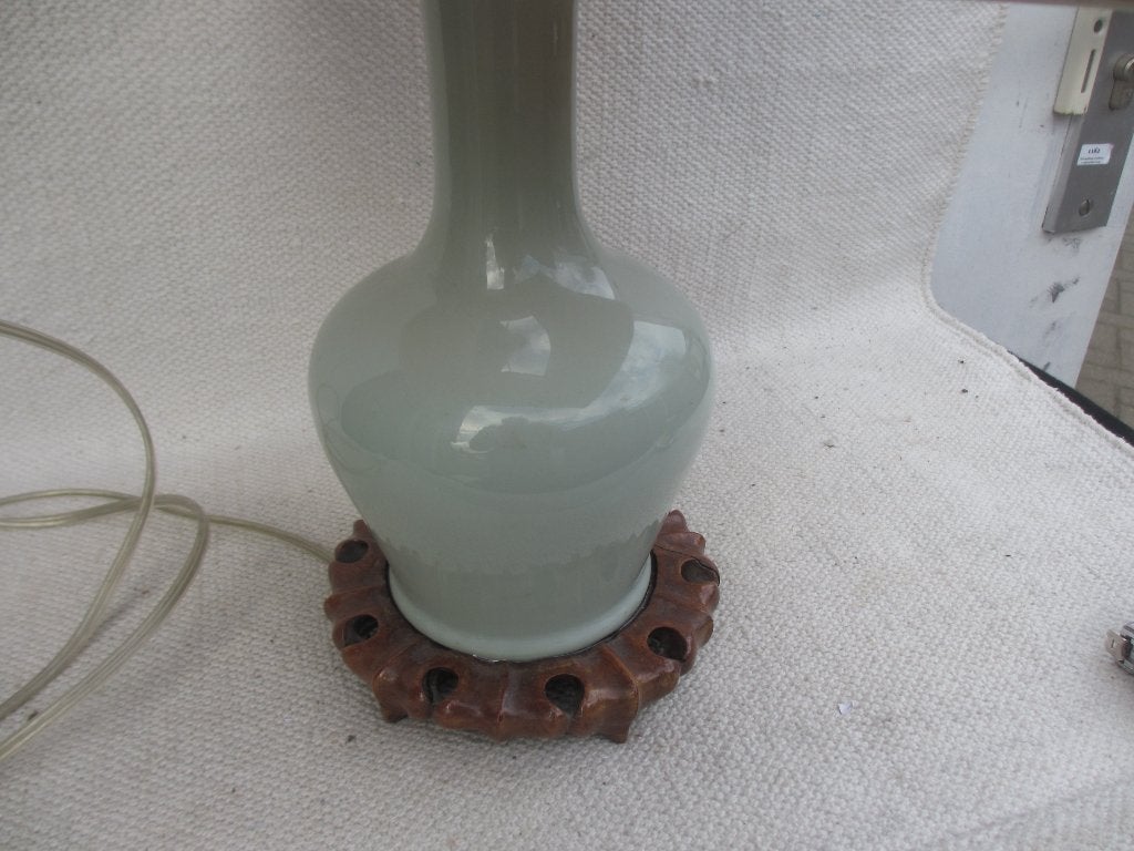 Chinese Celadon vaas-vorm tafellamp jaren 50/60, Ophalen of Verzenden, Gebruikt, Overige materialen, Minder dan 50 cm