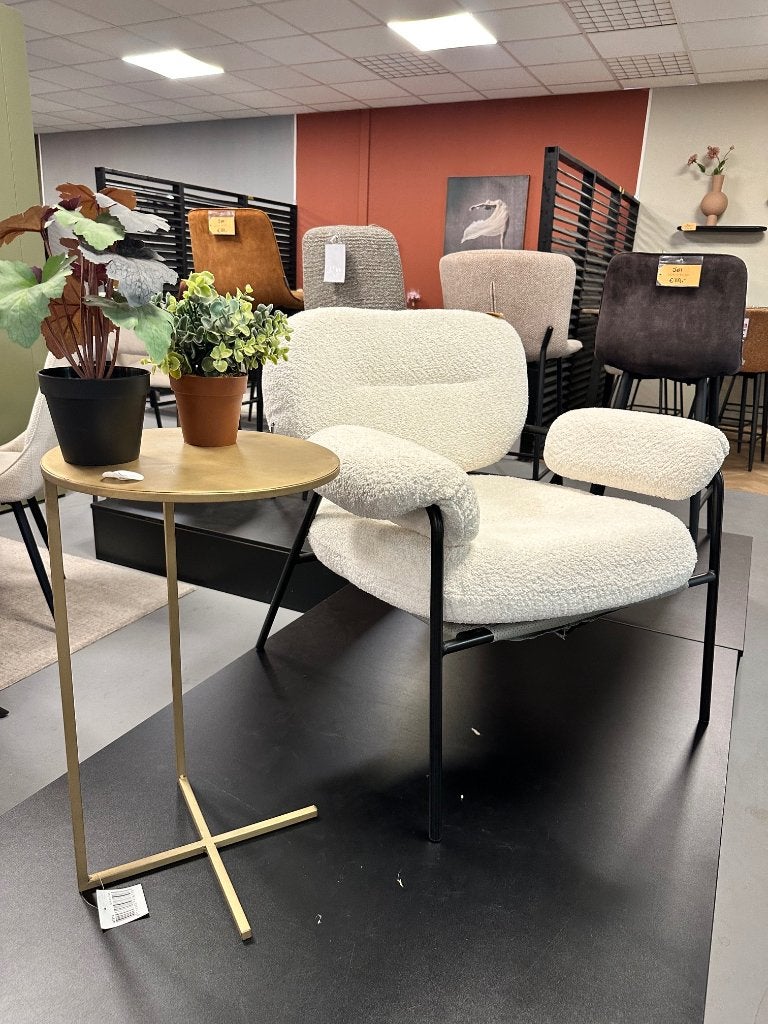 fauteuil boucle - fauteuil creme - teddy fauteuil wit, Ophalen, Nieuw, 75 tot 100 cm, Stof