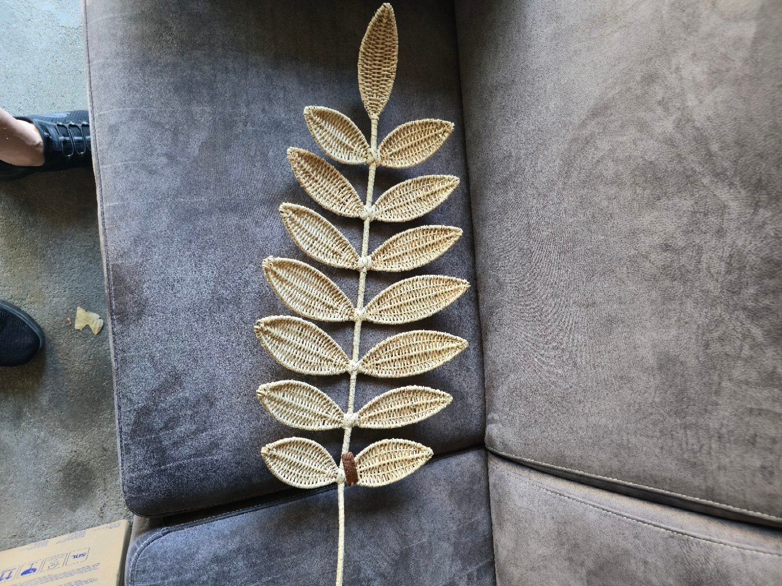 Decoratieve rieten blad wanddecoratie, Huis en Inrichting, Ophalen, Beige, Boho, Zo goed als nieuw