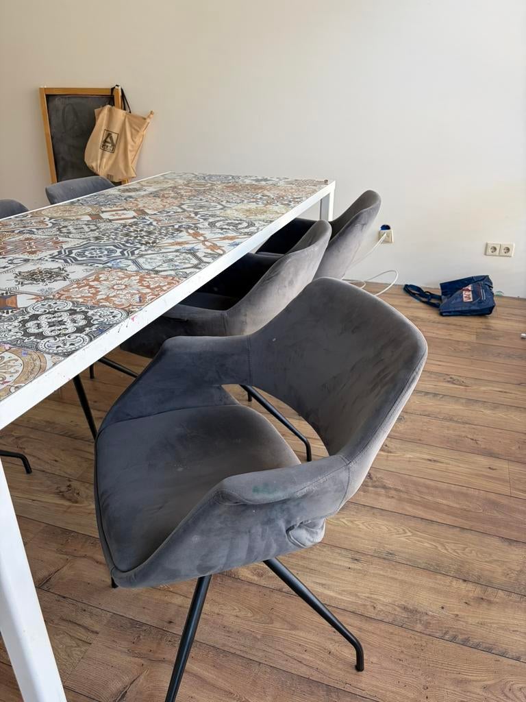 Eetkamerstoelen 6 keer, Huis en Inrichting, Stoelen, Ophalen, Gebruikt, Grijs, Vijf, Zes of meer stoelen
