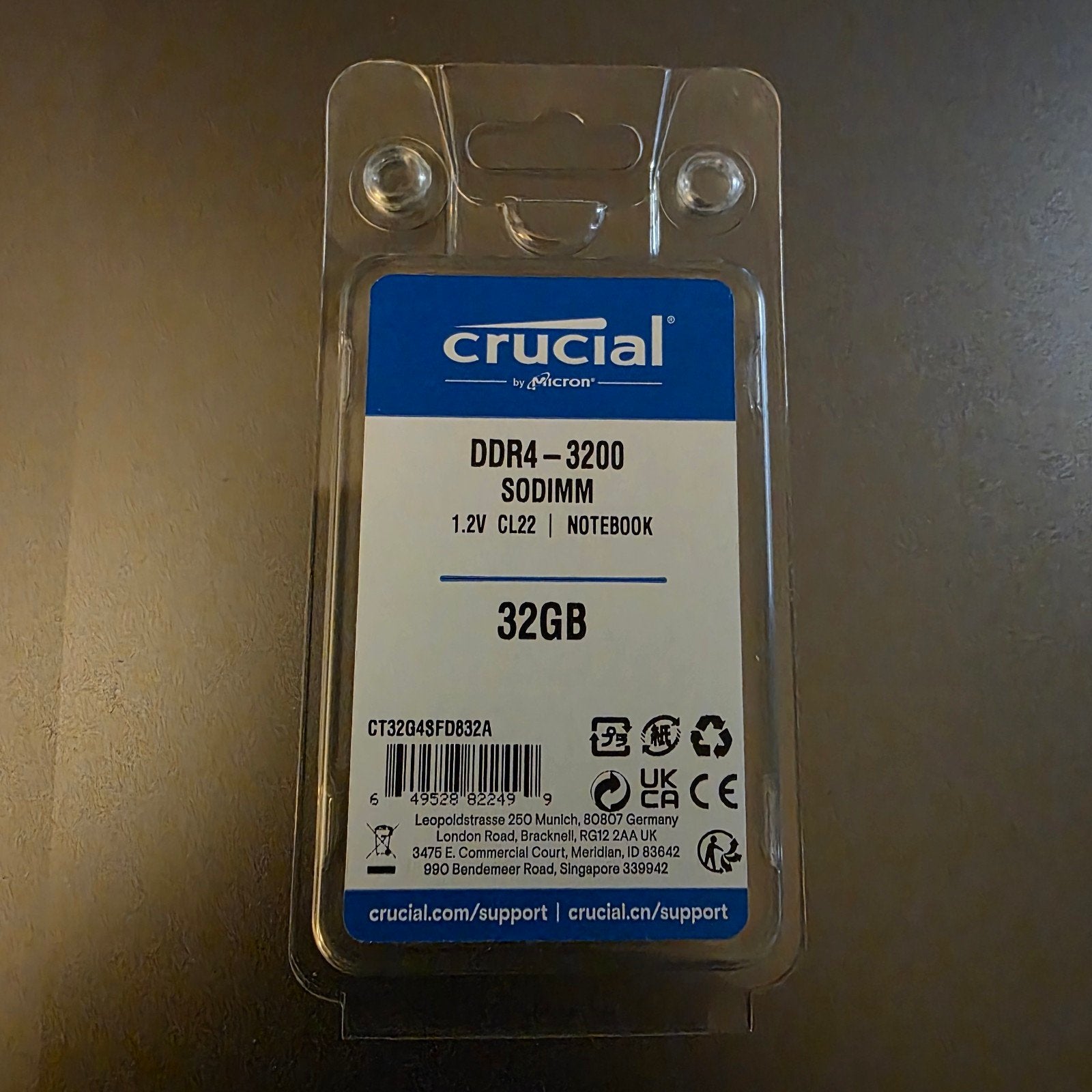 Nieuwe Crucial DDR4 32GB 3200MHz Laptop RAM (SODIMM) – NIEUW, Computers en Software, RAM geheugen, 32 GB, DDR4, Nieuw, Ophalen of Verzenden