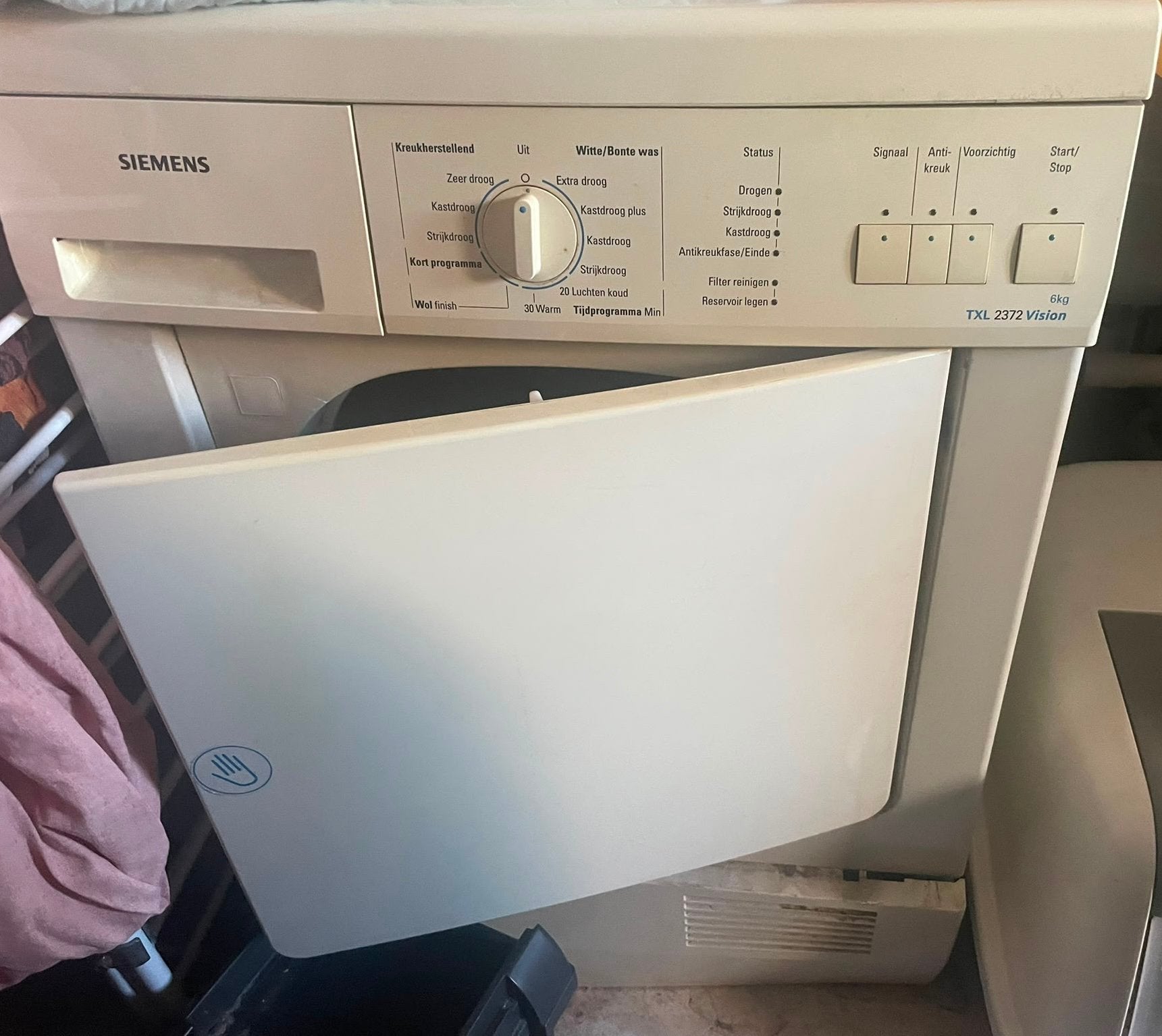 Siemens TXL 2372 Vision wasdroger, Ophalen, 6 tot 8 kg, Gebruikt, Voorlader