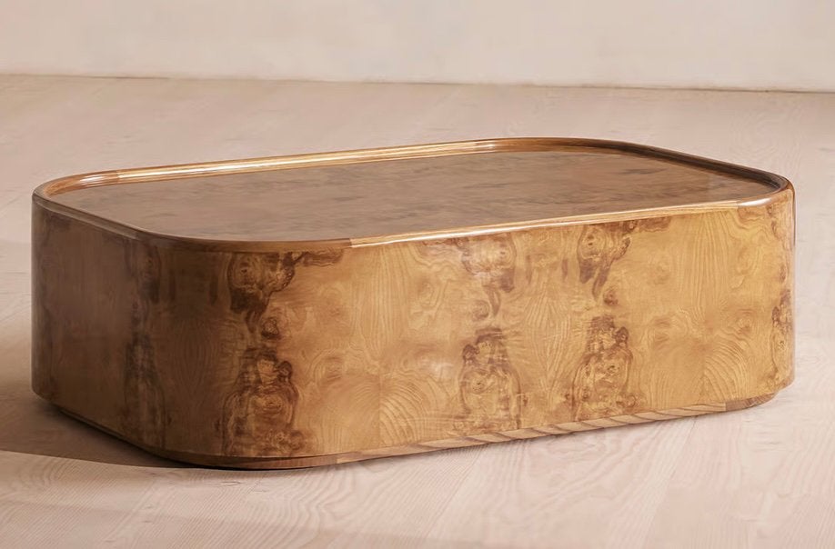 Soho Home Dawson Coffee Table – Olive Ash Burl – Nieuw €3265, Ophalen, 100 tot 150 cm, 50 tot 100 cm, Zo goed als nieuw