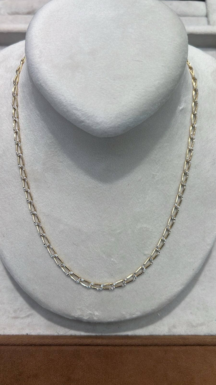 18k Bicolor Collier, Ophalen of Verzenden, Zo goed als nieuw, Goud