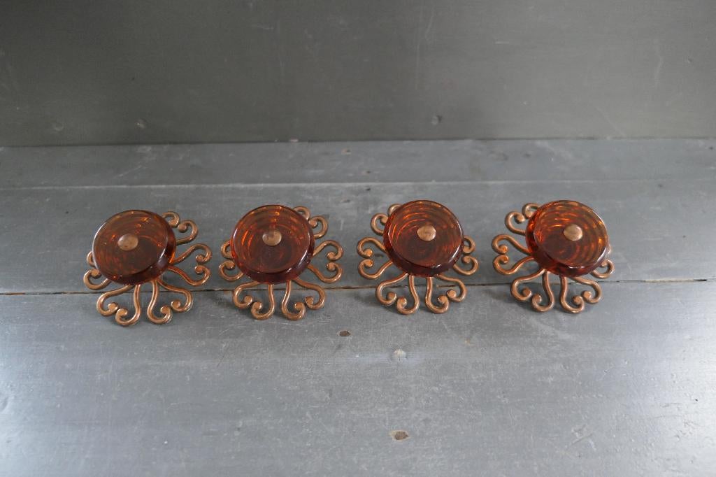 Art Deco kastknop 4x glas metaal, Verzenden, Zo goed als nieuw, Overige materialen, Overige typen