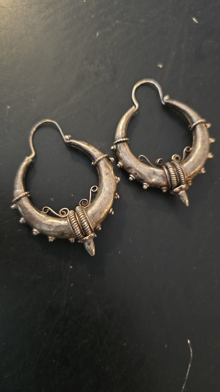 Vintage Zilveren Hoepel Oorbellen, Verzenden, Gebruikt, Zilver, Hangers