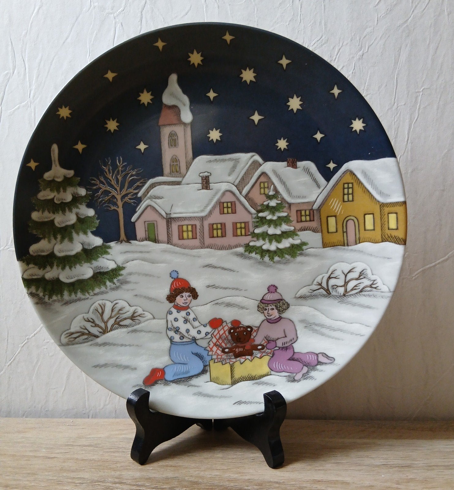 Vintage A.K. Kaiser Porselein West Duitsland Winterdorp, Ophalen of Verzenden