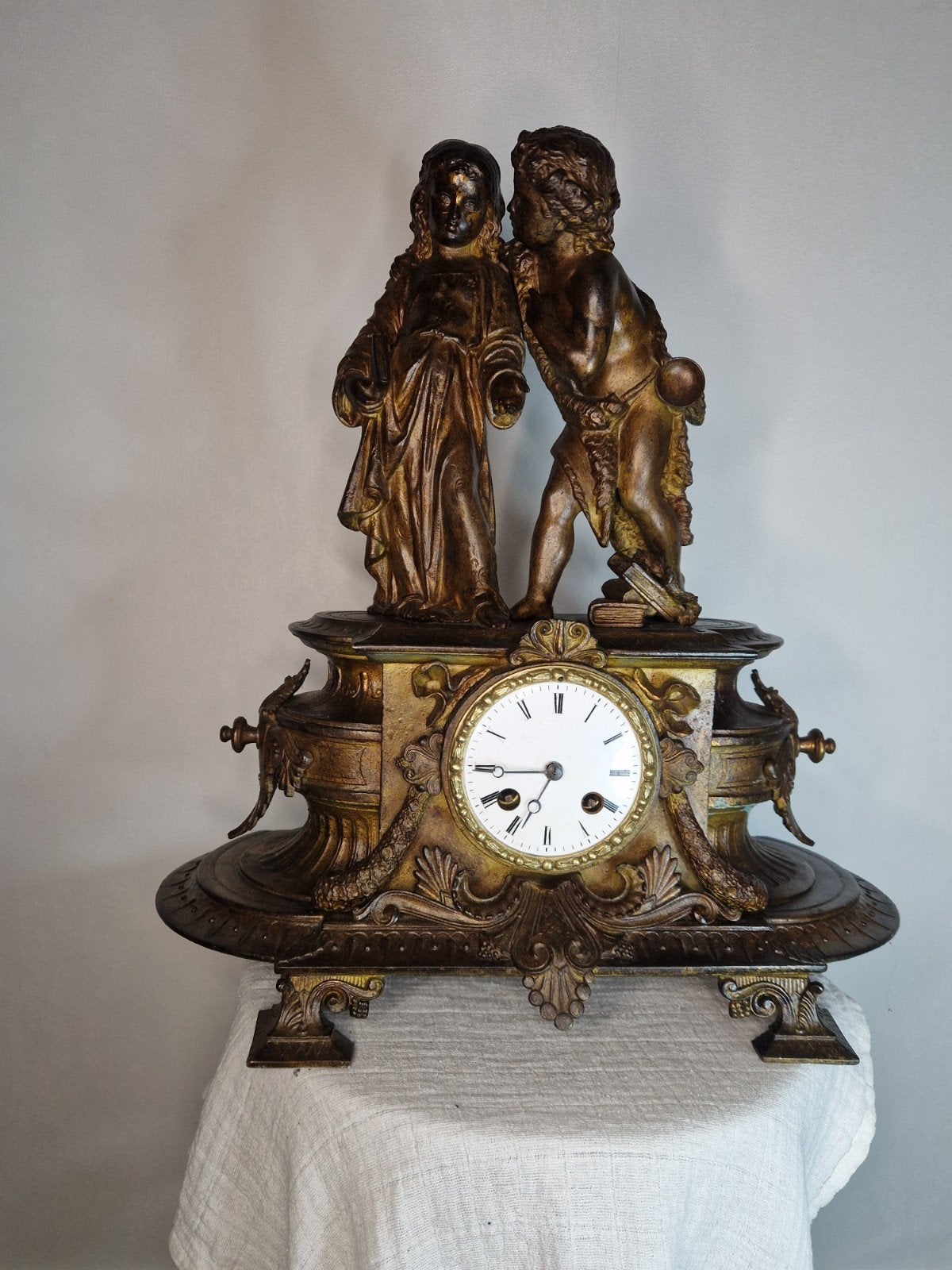 Antieke Franse pendule, gesigneerd PH. MOUREY, Antiek en Kunst, Ophalen