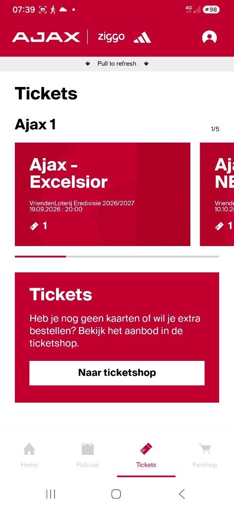 Ajax excelsior Fside 1 kaartje, Eén persoon, December