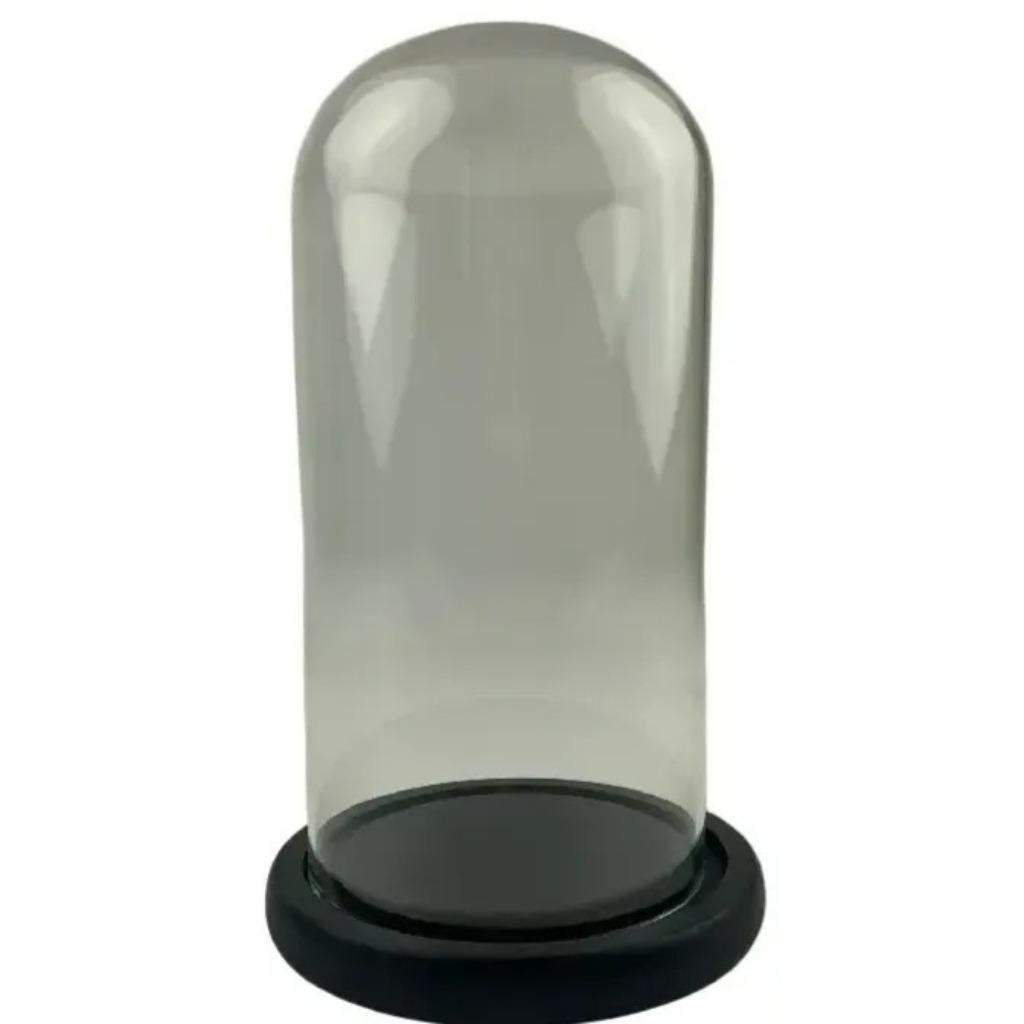 Glazen stolp op zwarte ronde voet - verschillende formaten, Huis en Inrichting, Woonaccessoires | Stolpen, Westerndeco, Nieuw