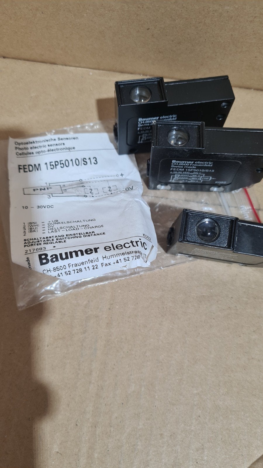 Baumer fedm 15p5010 s13 photoelectric sensor 3 stuks, Ophalen of Verzenden, Nieuw