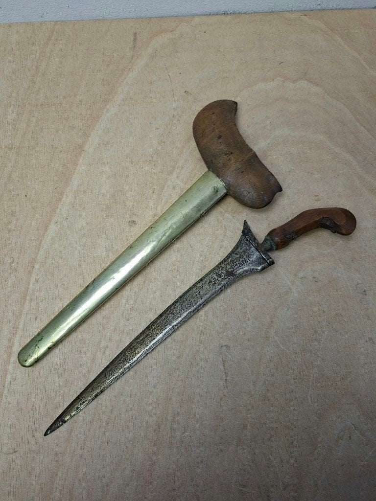 Antieke Javaanse Kris - Keris Lurus. ca. 1880 - 1920, 43 cm, Handgemaakt, Ophalen of Verzenden, Indonesië