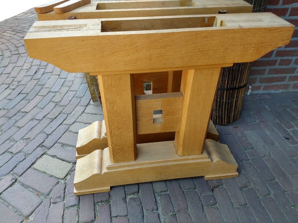 Onderstel voor tafel eikenhout., Ophalen, Tafelpoot, Eikenhout, 200 cm of meer