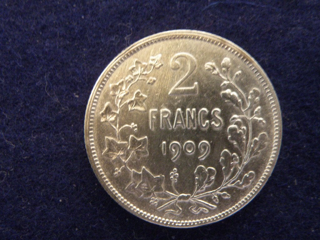 Belgie 2 Francs 1909 zilver Leopold II, Ophalen of Verzenden, Zilver, Zilver