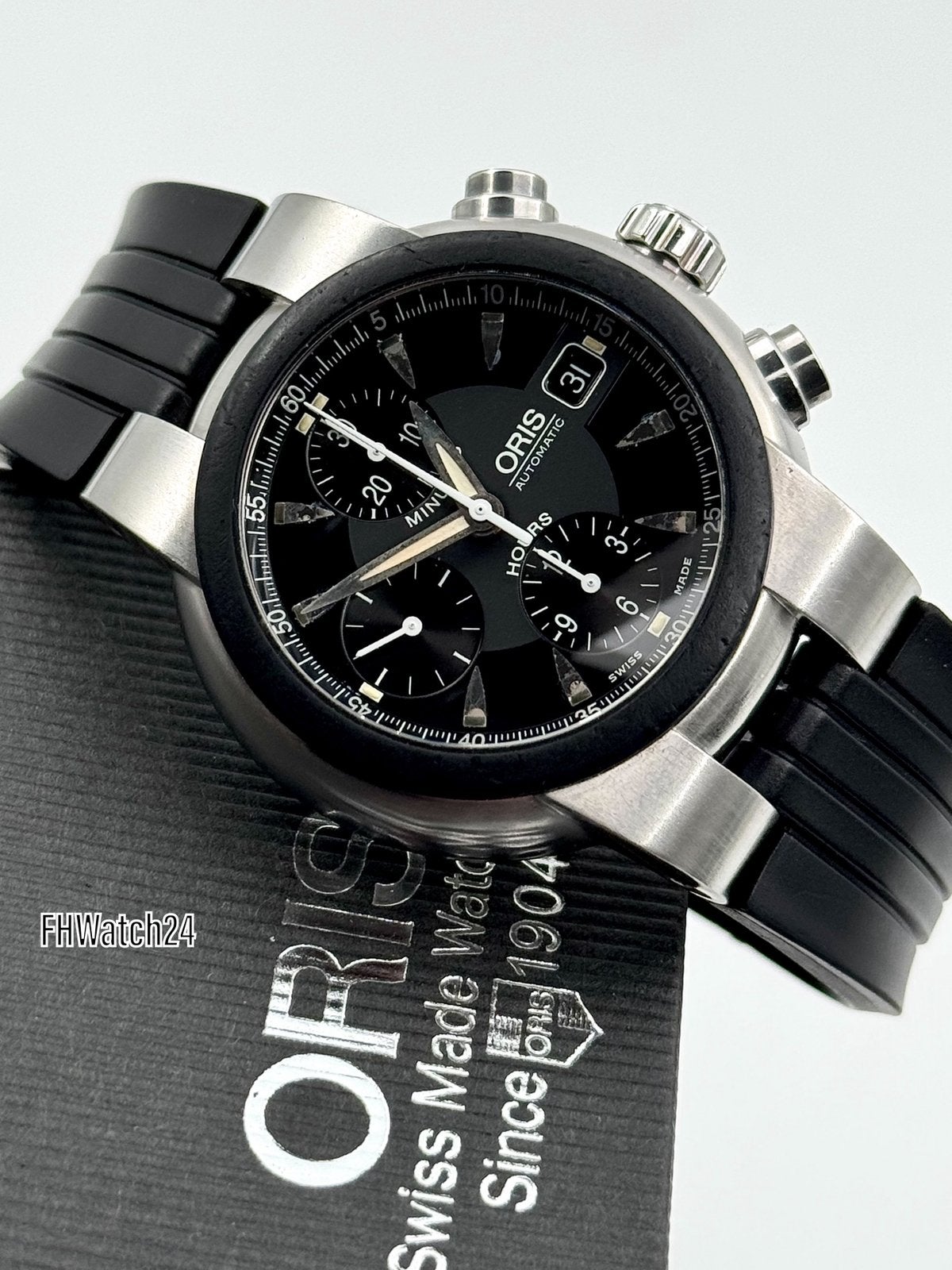 Oris TT1 Chronograph 7521. Doos & papieren 2005., Overige merken, Gebruikt, Staal, Oris