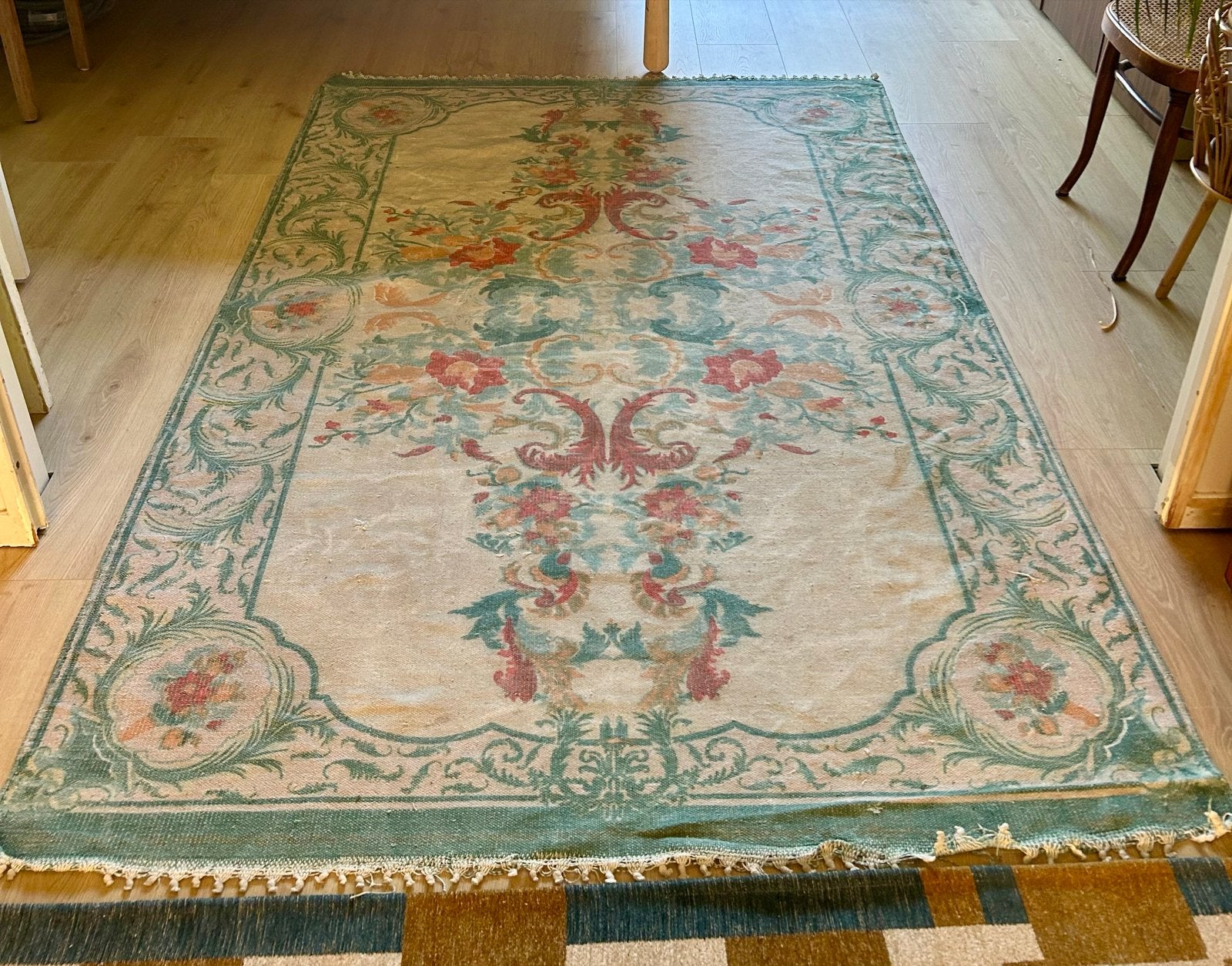 Vloerkleed Coco-Mat met bloemenpatroon - 153 x 233 cm, Crème, Gebruikt, 150 tot 200 cm, 200 cm of meer