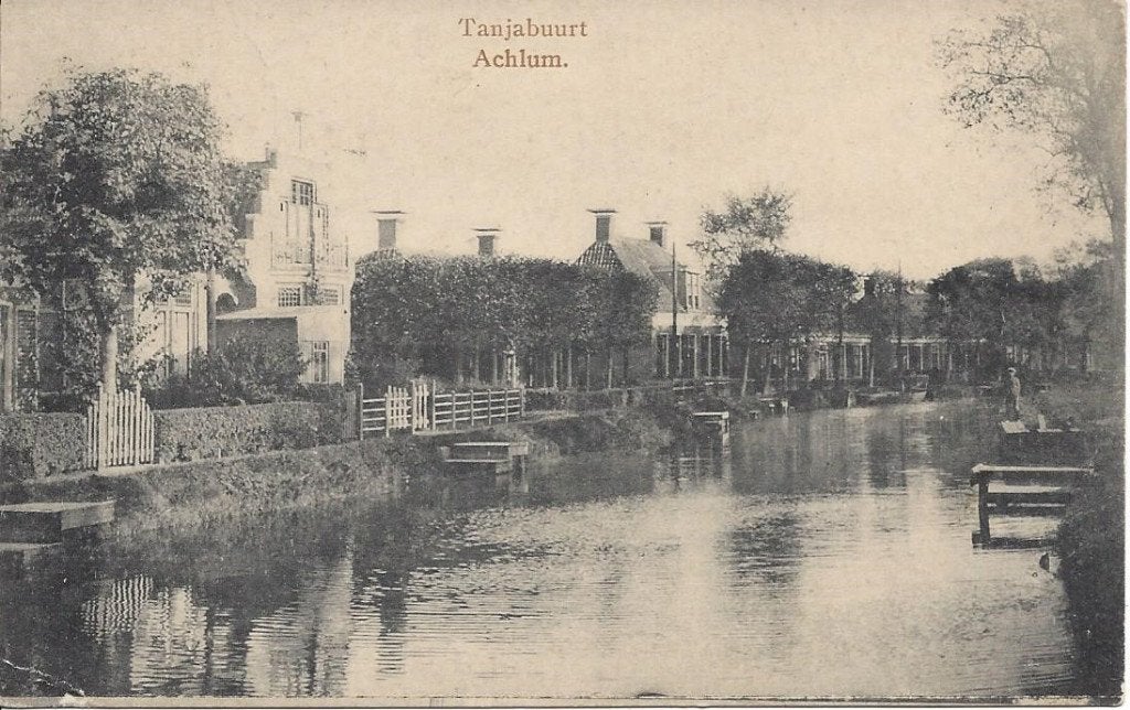 Achlum (Frl.) Tanjabuurt, aan de Achlumervaart, gelopen 1923, Verzamelen, Ophalen of Verzenden, 1920 tot 1940, Gelopen, Friesland