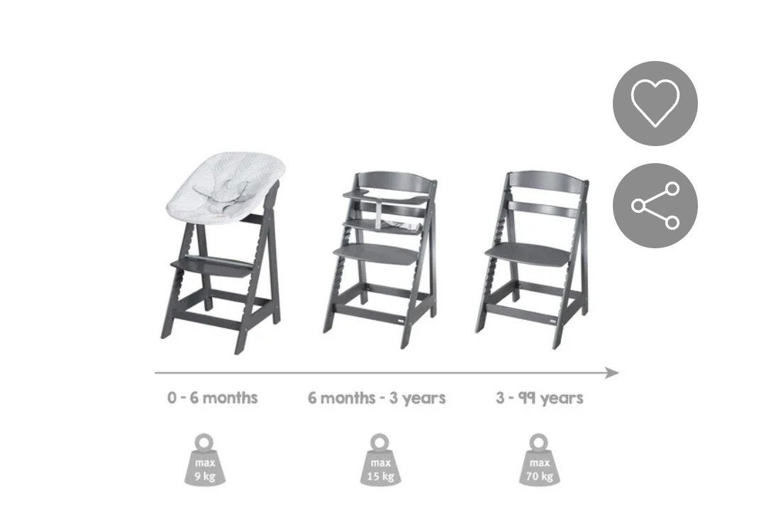 Roba Born Up meegroeistoel met babyset - Grijs, Ophalen, Gebruikt, Meegroeistoel, Gordel(s)