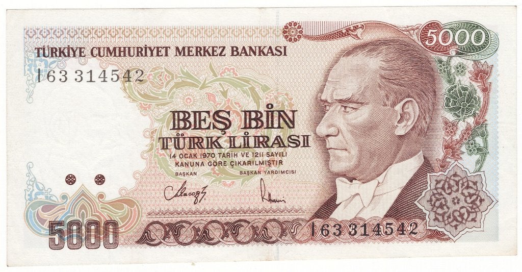 25-119 Turkije 5000 lire ND, Ophalen of Verzenden, Midden-Oosten, Los biljet