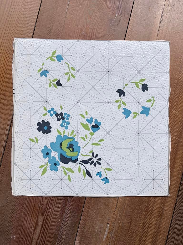 Vintage Zelfklevende PVC vloertegels “Blue Rose” – 2m², Ophalen, Overige typen, Nieuw, Minder dan 50 cm