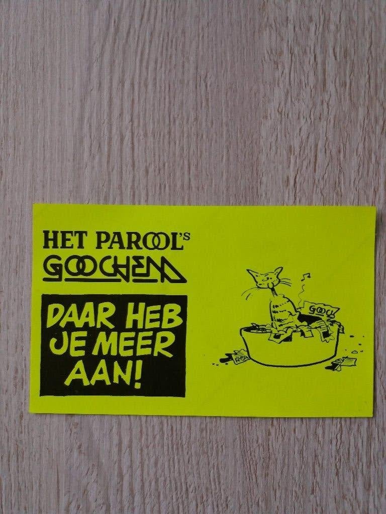 sticker Het Parool's Goochem Daar heb je meer aan ( geel ), Ophalen of Verzenden, Zo goed als nieuw, Bedrijf of Vereniging