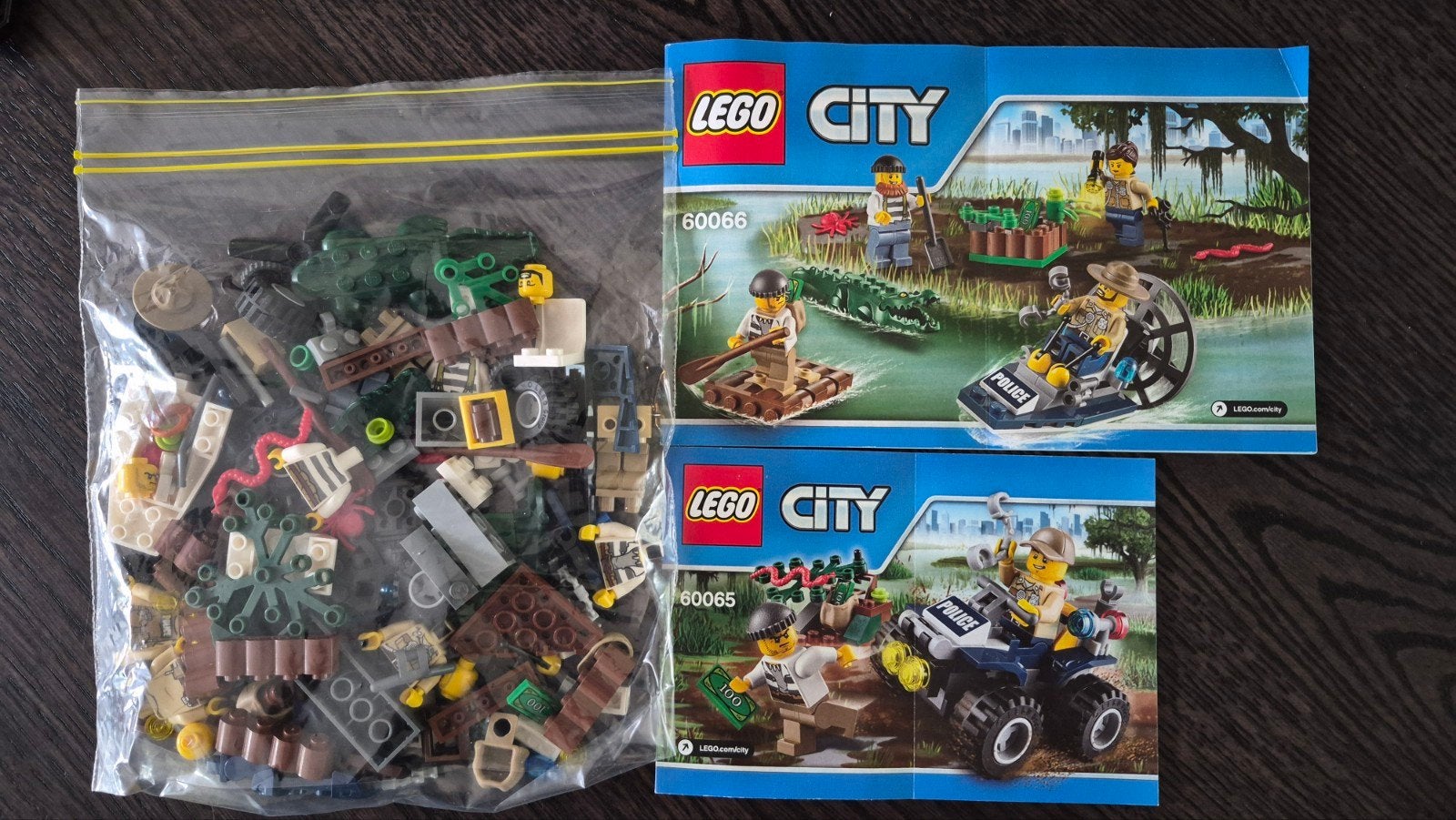 LEGO City 60065 & 60066 - Moeraspolitie en Moerasboot, Ophalen of Verzenden, Gebruikt
