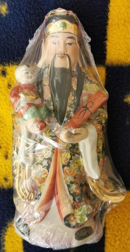 Chinese Fu Beeld Geluk, Overvloed & Harmonie Porselein 35cm, Antiek en Kunst, Handgemaakt, Ophalen of Verzenden, 20 - 50 cm, Steen of Keramiek