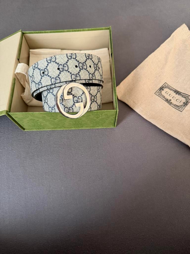 Orginele gucci riem blauw, Ophalen, Overige kleuren, Echt leder, Nieuw