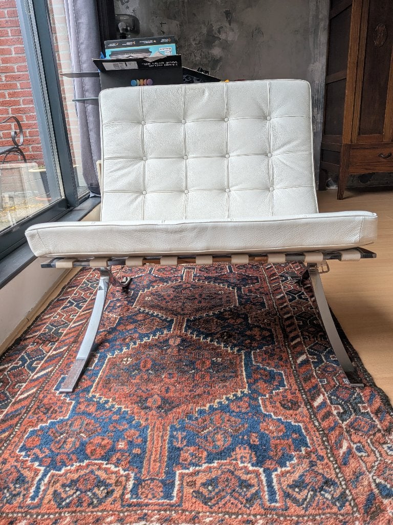 Knoll Barcelona Chair wit leer replica, Ophalen, Gebruikt, Leer