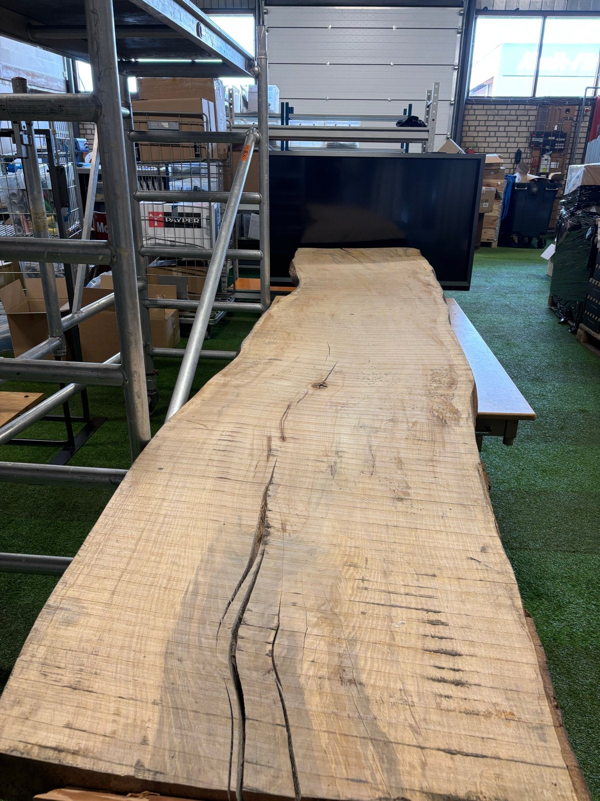 Massief houten blad 450x80-90x8 cm, Ophalen, Gebruikt, Overige typen, Overige houtsoorten