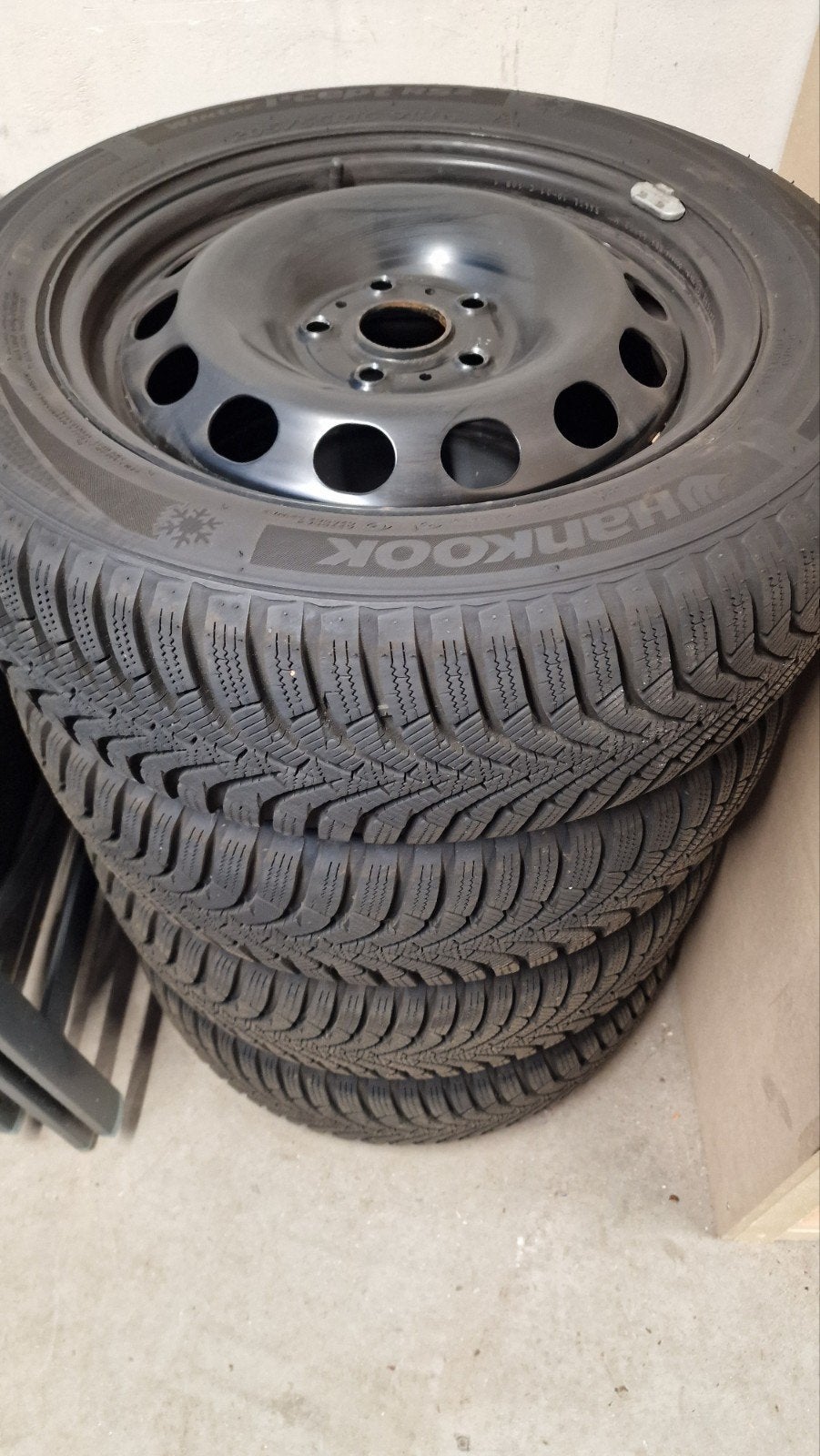 4x Winterbanden op stalen velg - Hankook, Ophalen, Gebruikt