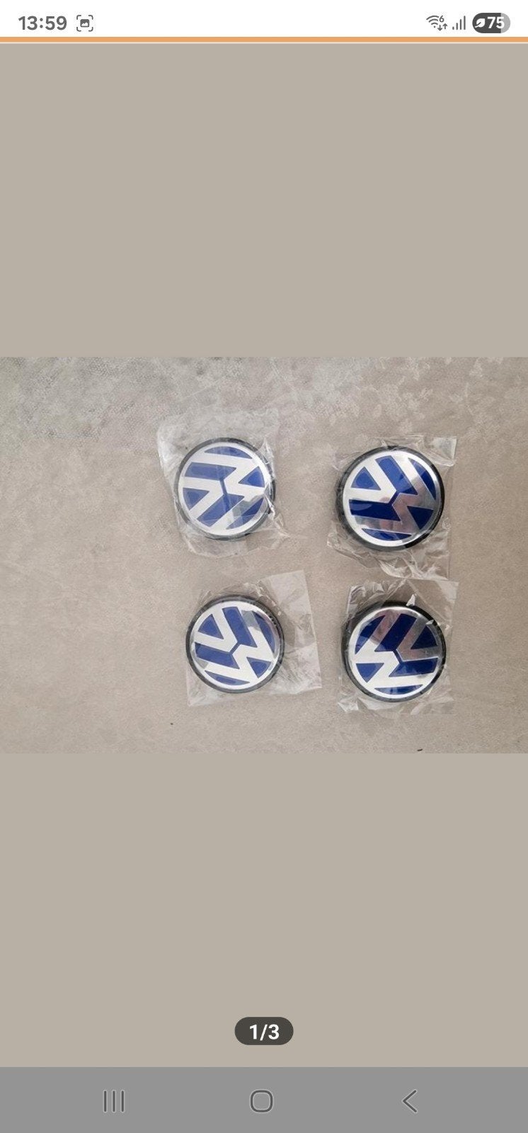 set van 4 VW wieldoppen in de kleur blauw, Auto diversen, Wieldoppen, Ophalen of Verzenden