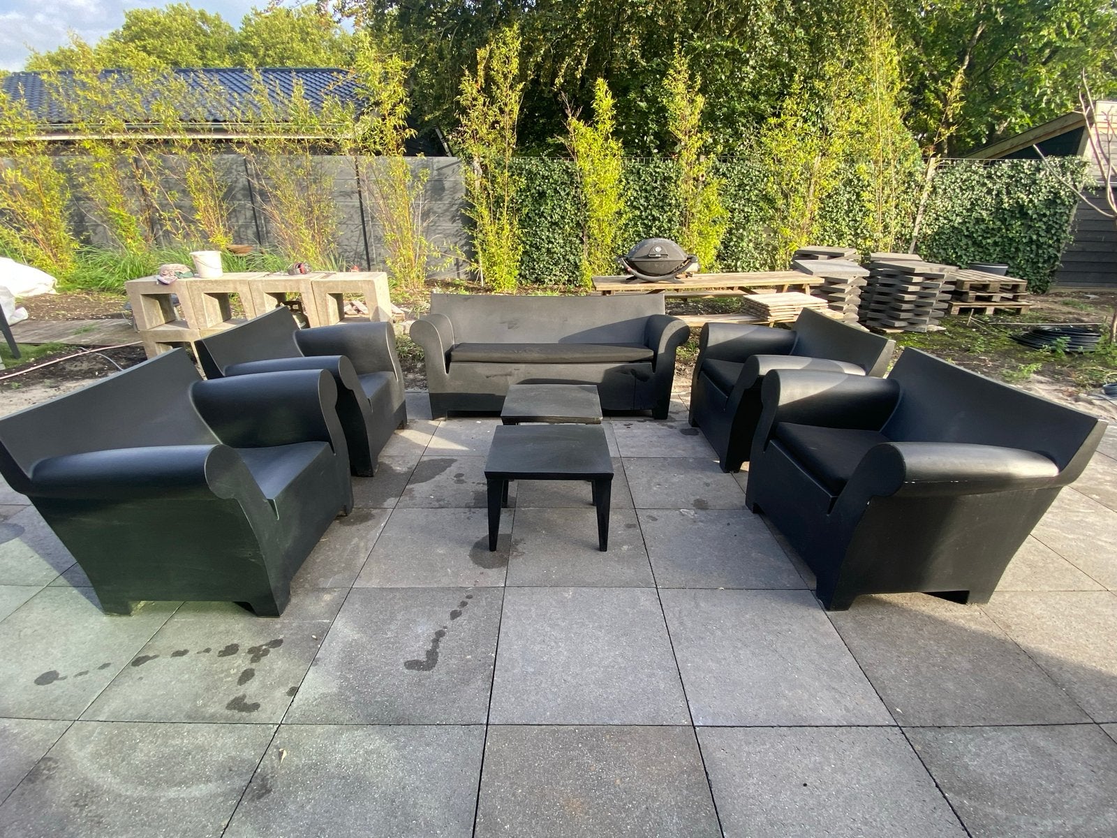 Starck Kartell Bubble Club loungeset/tuinset zwart, Ophalen, Kunststof, Gebruikt, 6 zitplaatsen
