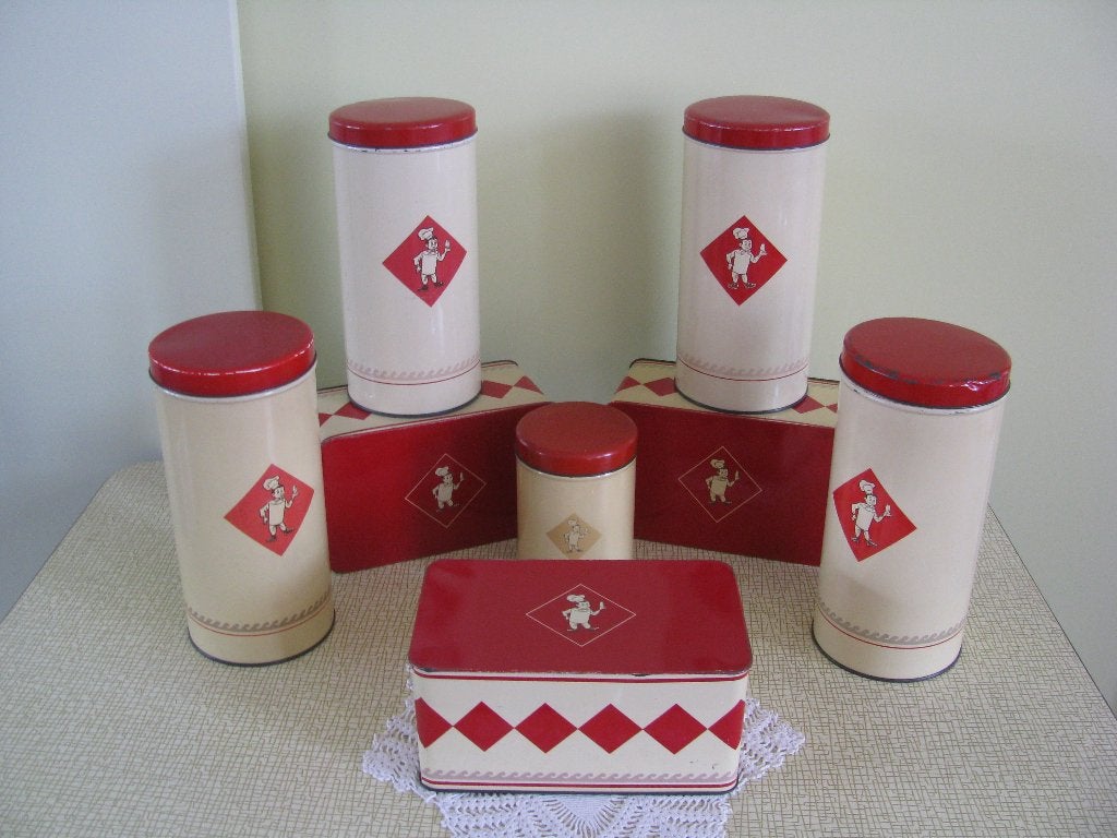 Verkade * jaren '60 set van maar liefst 8 x Bolletje blik *, Ophalen of Verzenden, Gebruikt, Koek(jes), Verkade