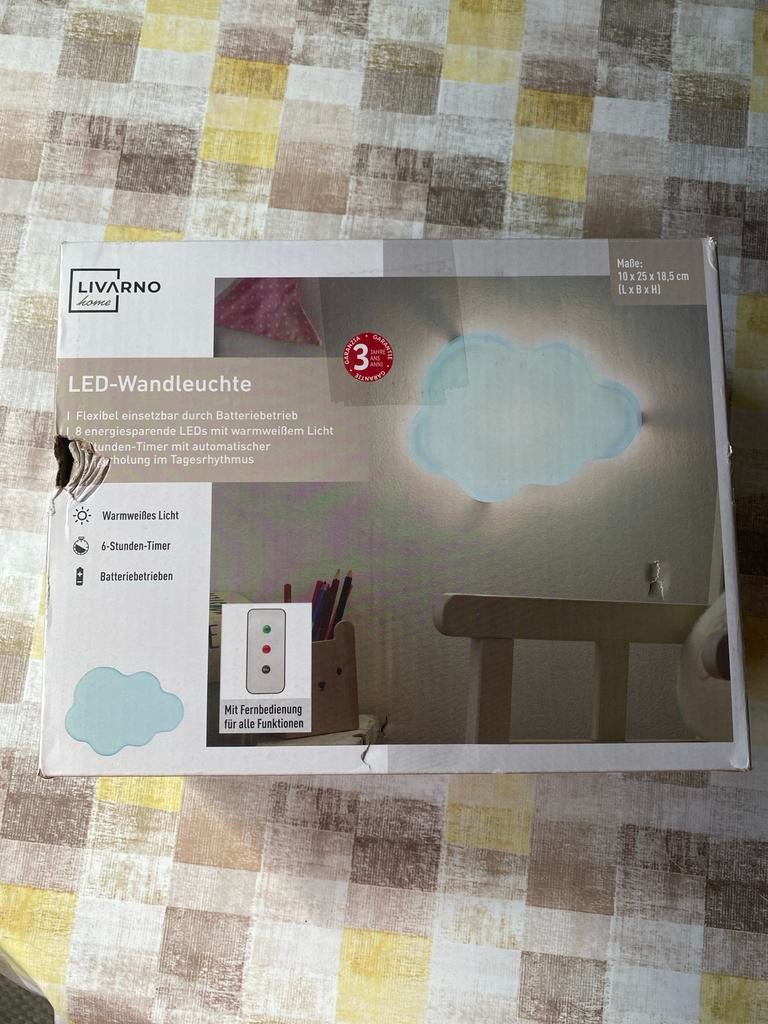 LIVARNO HOME LED-Wandlamp Wolk - Batterijgevoed, Huis en Inrichting, Lampen | Wandlampen, Kunststof, Duitsland, Www.owim.com, Ophalen of Verzenden