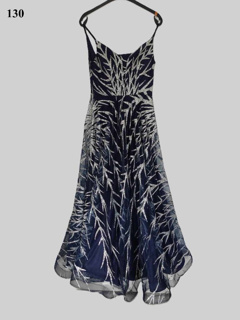 Blauw/zliveren Gala jurk, Blauw, Maat 42/44 (L), Ophalen of Verzenden, Zo goed als nieuw