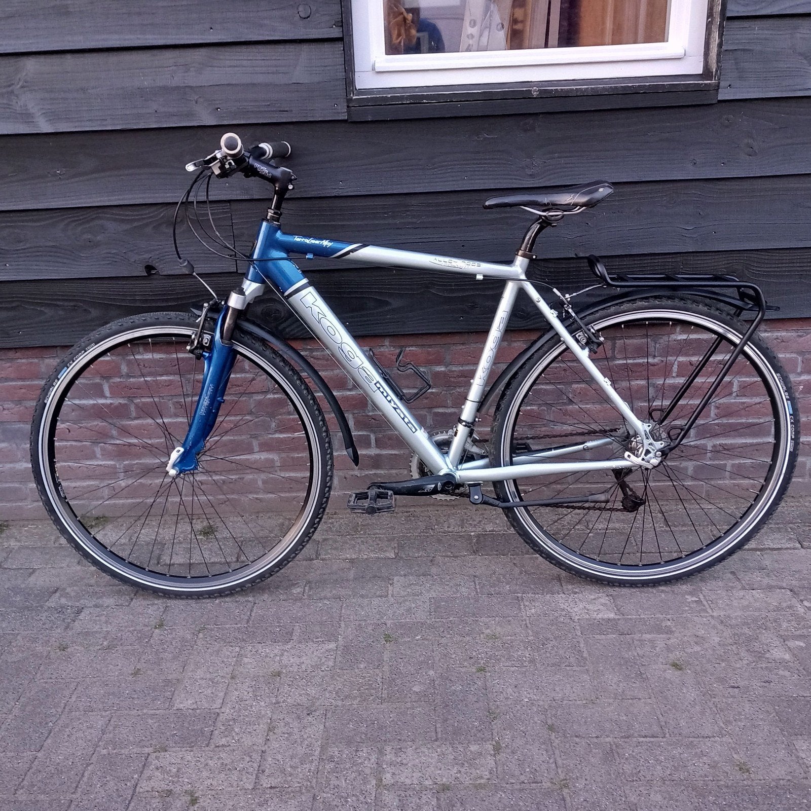 Koga miyata blauw/grijs 28 inch, Ophalen, 28 inch, Vering, Velgrem