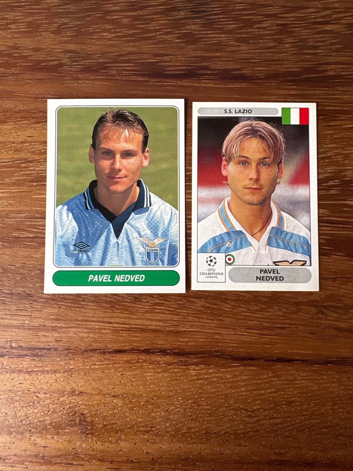 Pavel Nedved Panini stickers - Lazio (2 stuks), Ophalen of Verzenden, Zo goed als nieuw, Stickers en Plaatjes