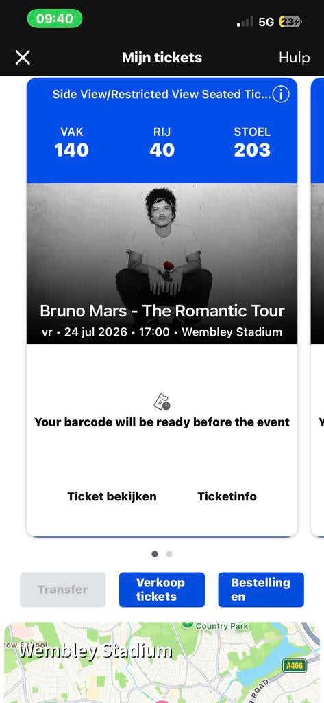 Bruno Mars tickets voor londen, Tickets en Kaartjes, Twee personen, Juli