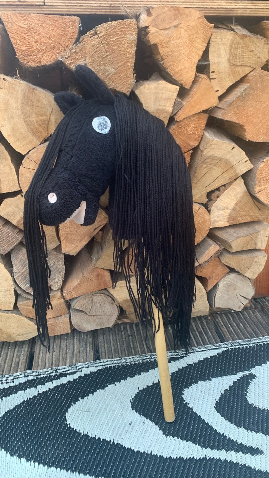 Hobbyhorse Zwart met Hoofdstel - Gebruikt, Ophalen of Verzenden, Gebruikt, Jongen of Meisje