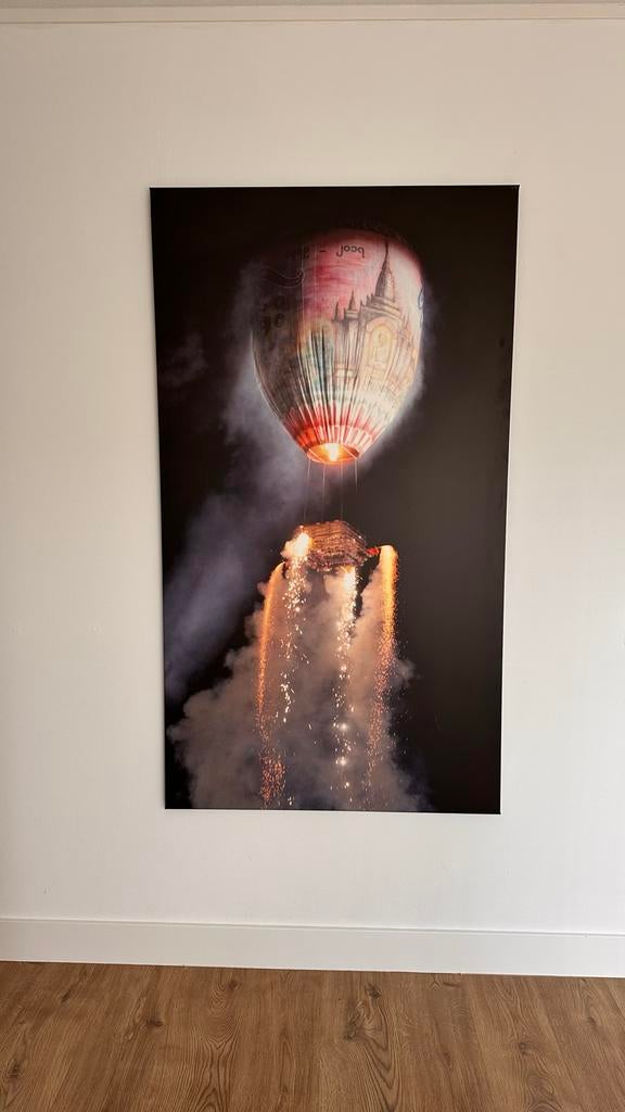 Canvas schilderij heteluchtballon 90x160 cm, Antiek en Kunst, Ophalen