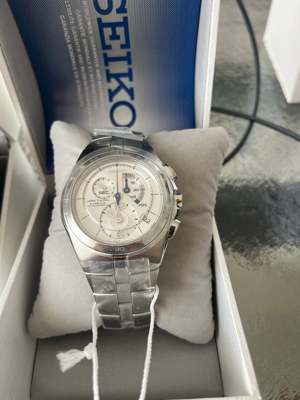 Twee Seiko Arctura Kinetic Chronograph horloges, Ophalen, Seiko, Staal, Polshorloge