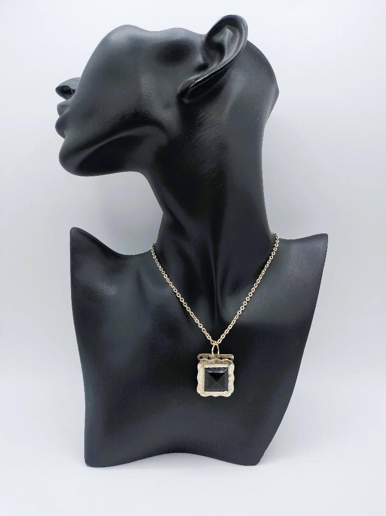 Zilveren ketting met slothanger, J. de Haas, Kampen, 1900, Verzenden, Zilver, Ketting, Met edelsteen