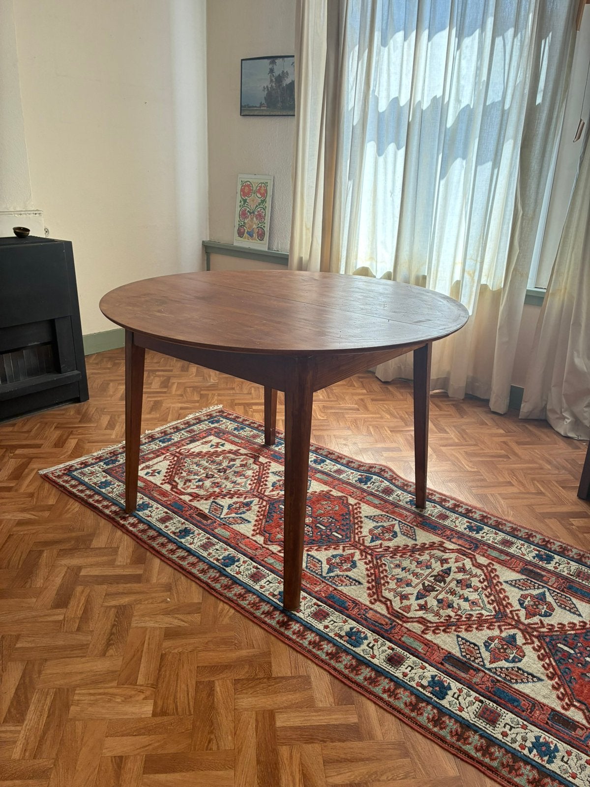 Vintage jaren 60, ronde eettafel,, teak, Ophalen