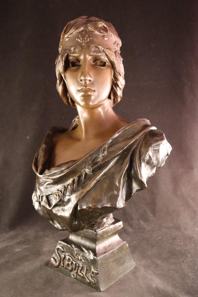 Grote antieke bronzen Villanis buste, Ophalen of Verzenden