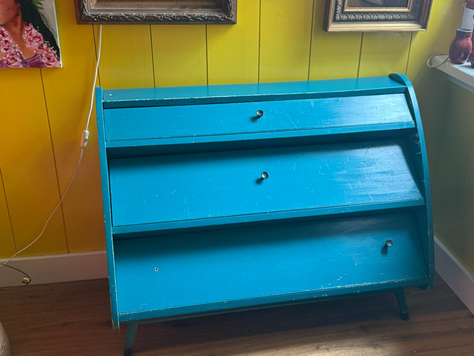 Vintage kastje met vakken en boekenopslag - Turquoise, Ophalen
