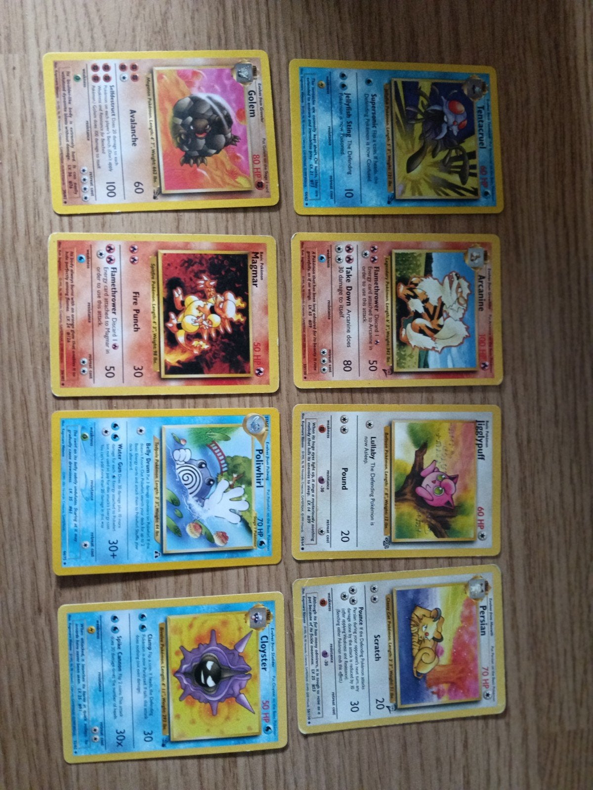 8 Pokémon kaarten - Golem, Tentacruel, Magmar, Arcanine, etc, Ophalen of Verzenden, Gebruikt, Meerdere kaarten