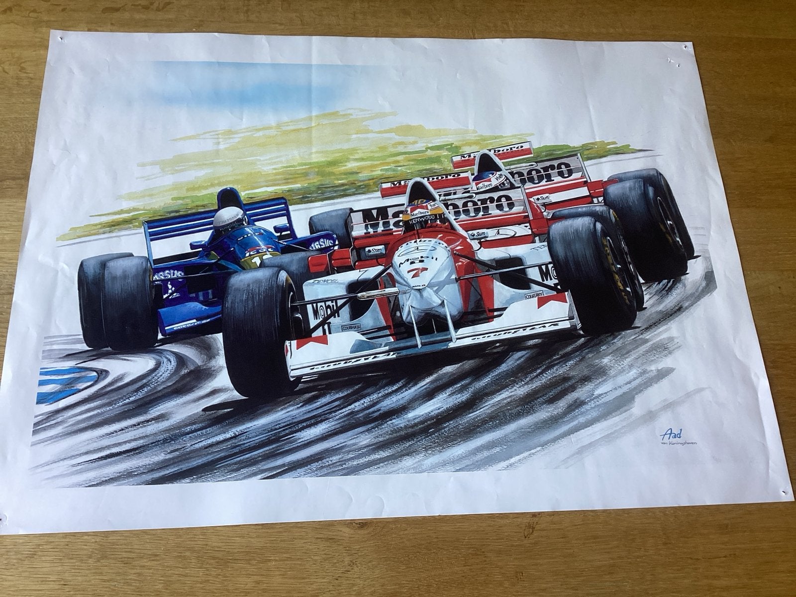 Formule 1 Poster: Mark Blundell van Aad van Koningshoven, Ophalen of Verzenden, Gebruikt, Formule 1