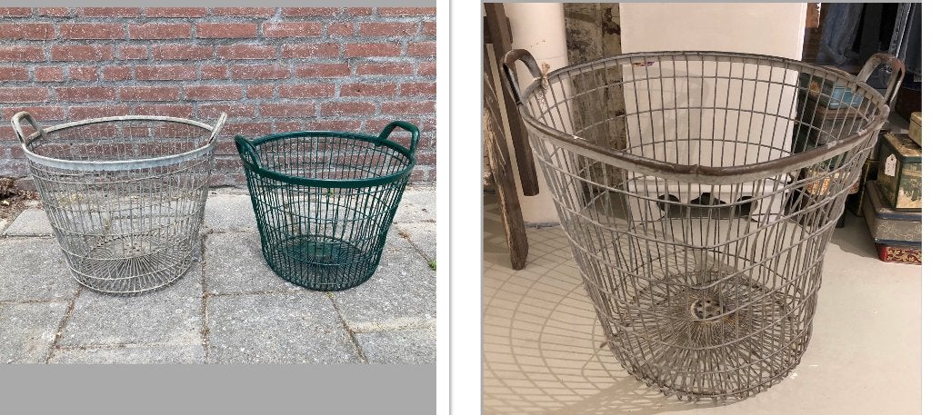 Brocante oude metalen aardappelmand / bietenmand, Ophalen